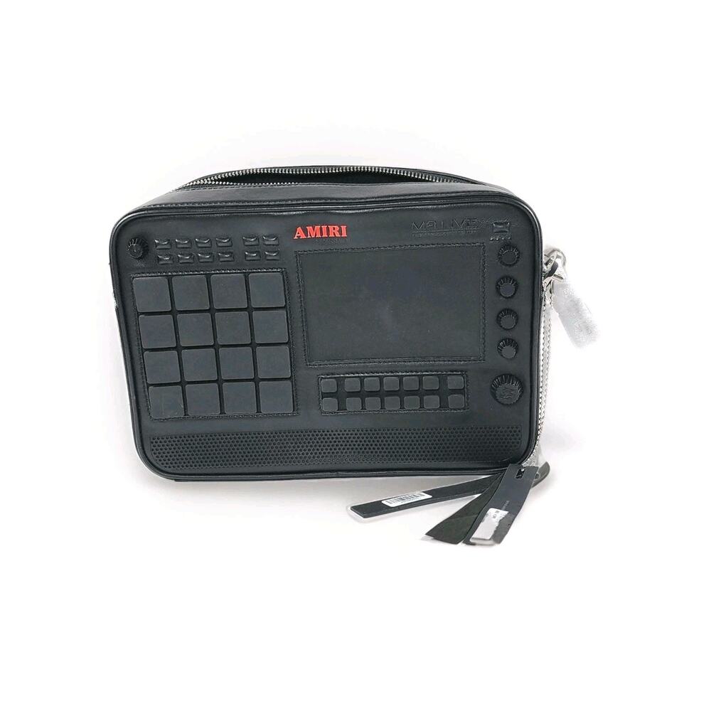 AMIRI Leather Drum Machine Hand Bag Logo Zip Lined Made in Italy RRP$2400